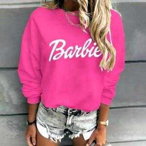 Barbie Cozy Sweatshirt Hot Pink Puffy Logo